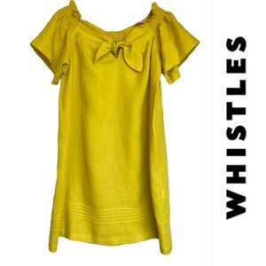WHISTLES  Yellow / Mustard Linen Bardot Dress Women's‎ Size Small